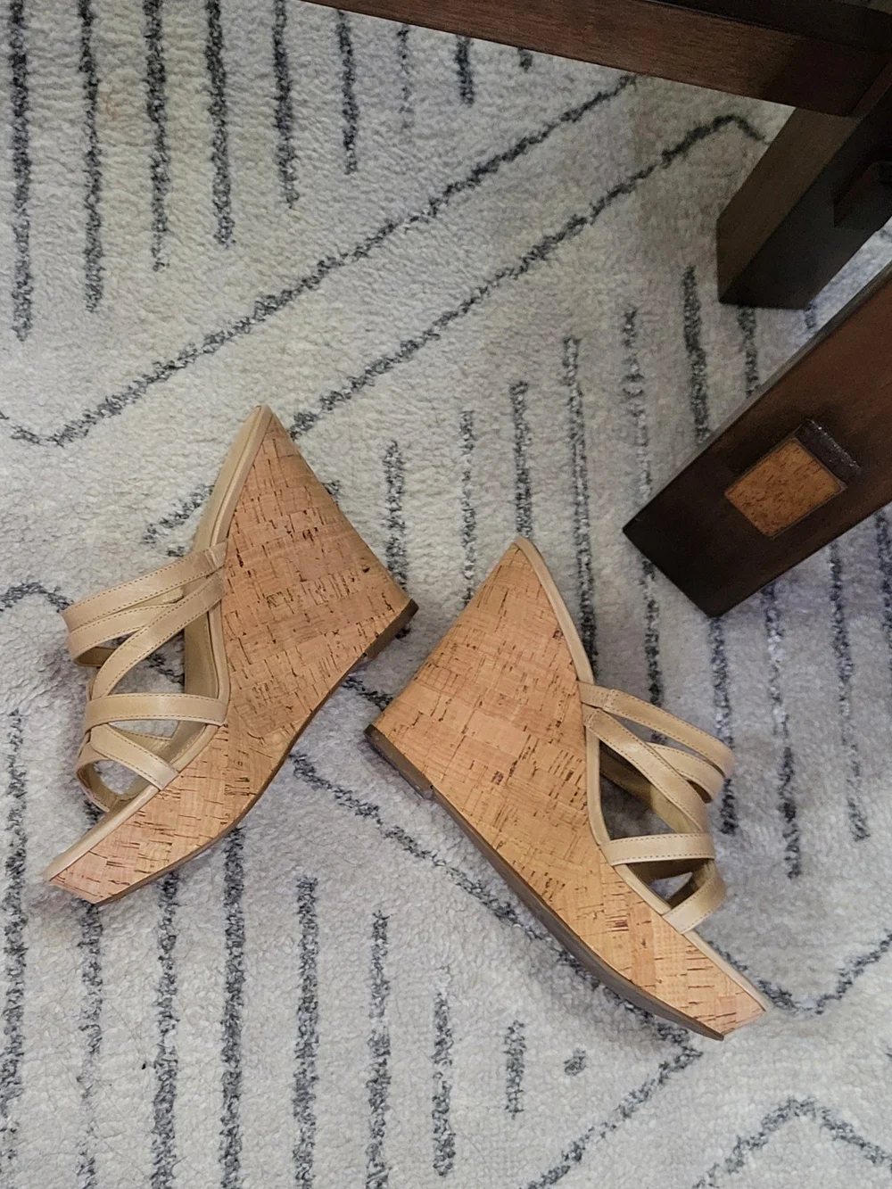 Ivanka Trump Beige Cork Wedge Heels